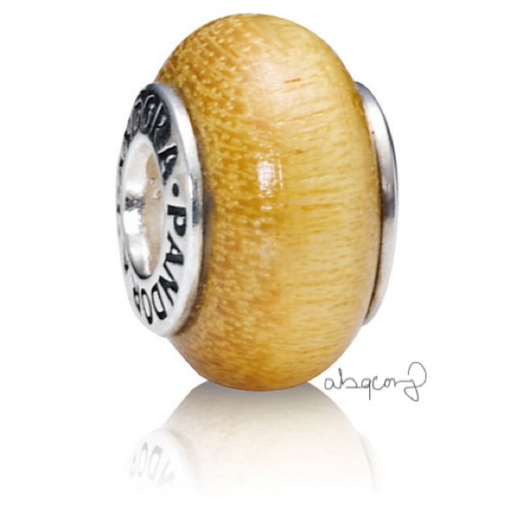 Pandora 790705 Sterling Silver Pau Amarelo Wood Charm - RETIRED